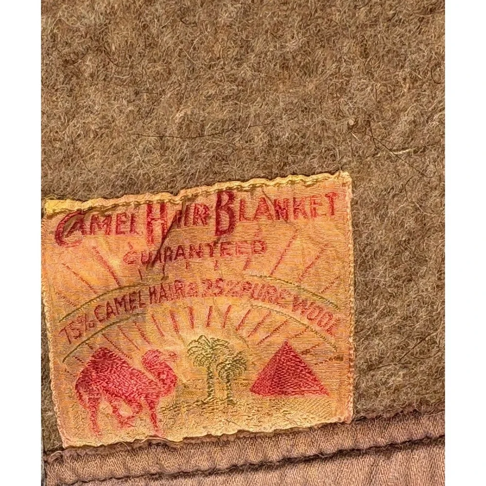 Vintage 1930 - 40's 75% Camel Hair And Wool Blanket Military Style Authentic